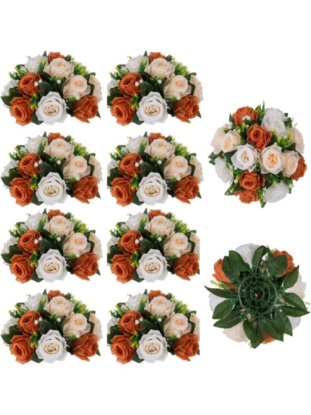 10 Pcs Terracotta Flower Balls Centerpieces - Faux Rose Decor for Weddings